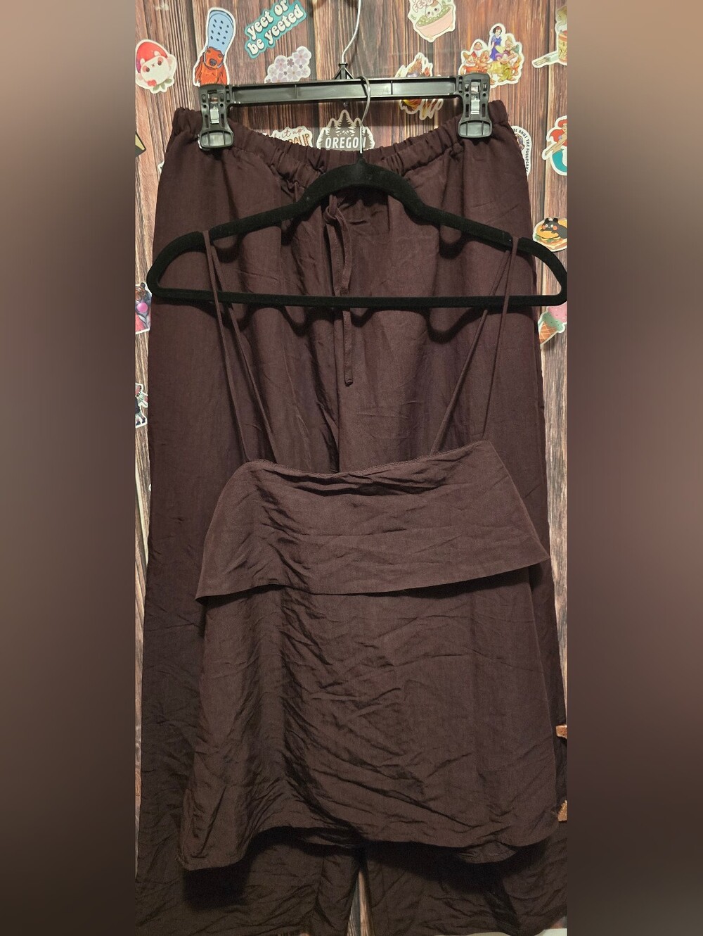 cider Relaxed Drawstring Pants&top set - Dark Brown